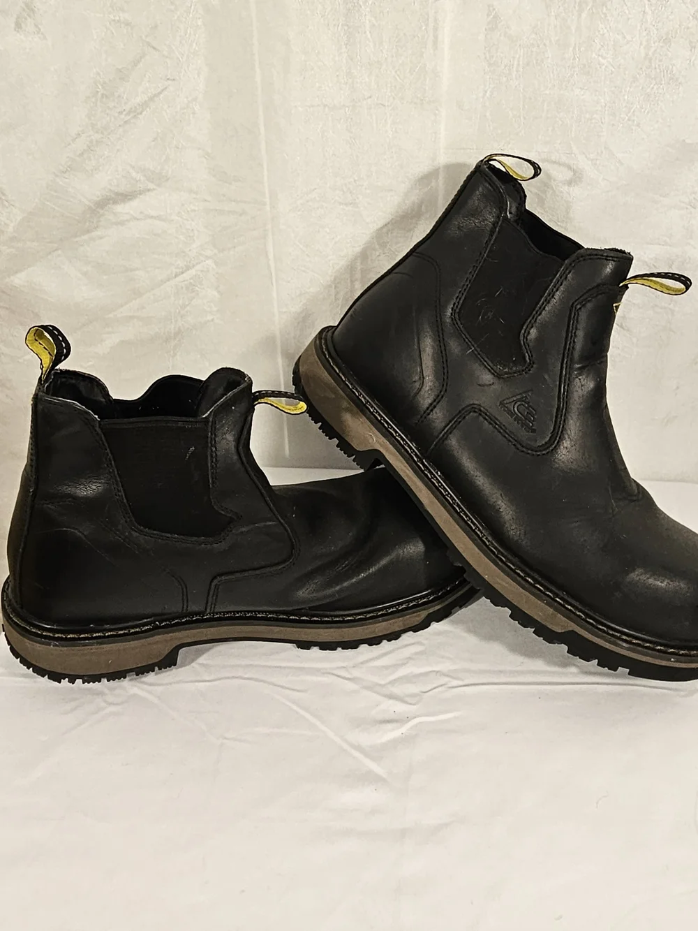 Men's Black Leather Slip-On Work Boots #286